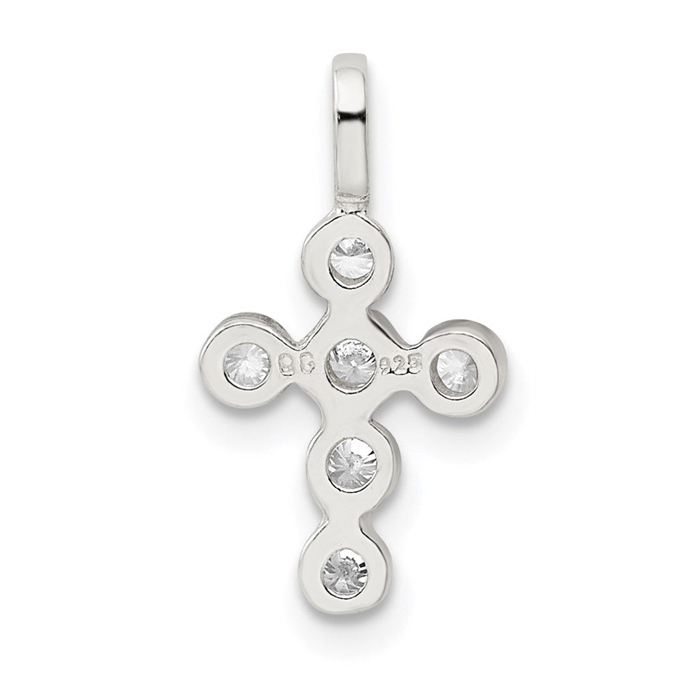 Sterling Silver Polished Cross CZ Charm