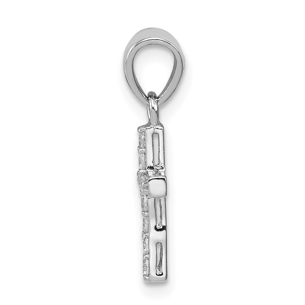 Sterling Silver Rhodium-plated CZ Cross Pendant