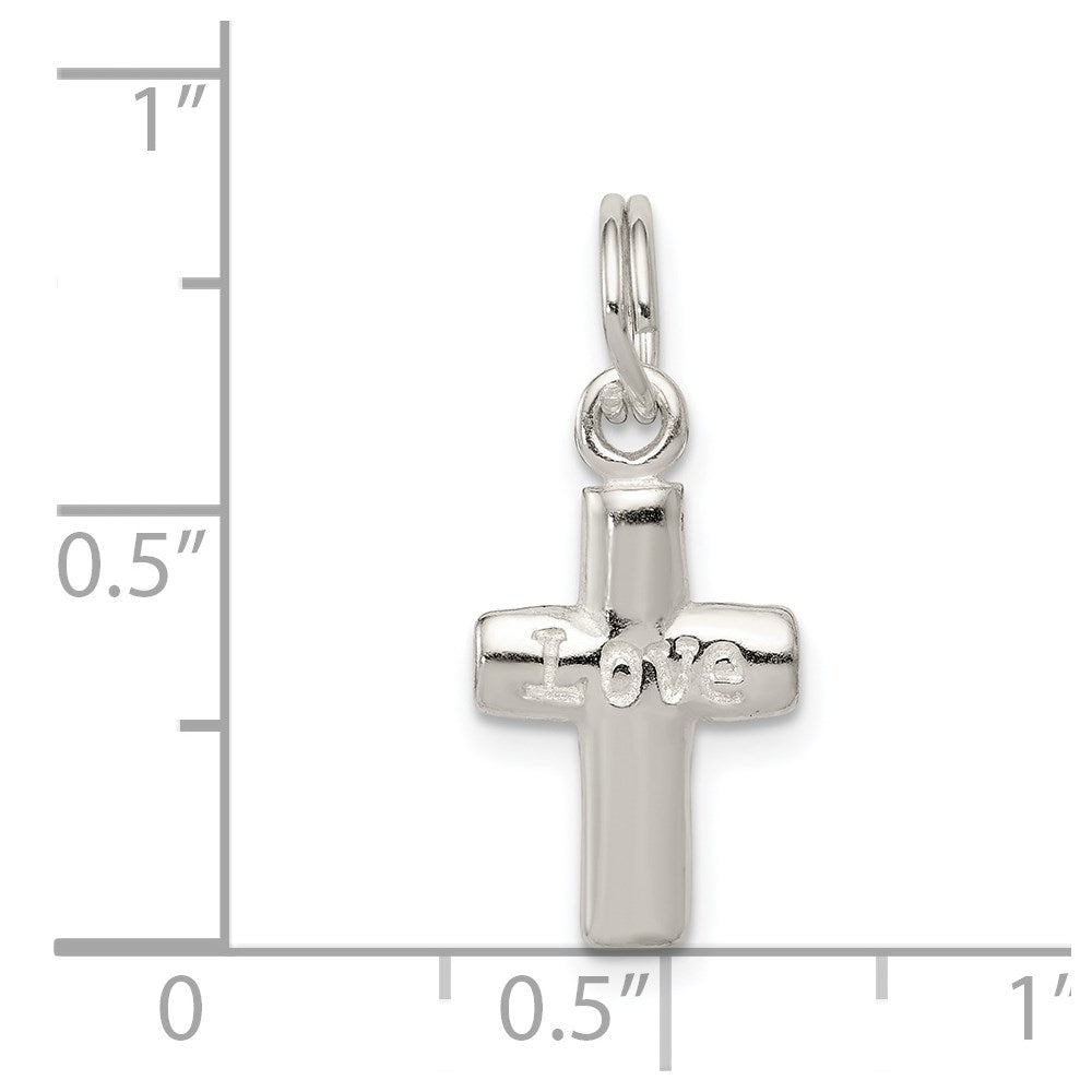 Sterling Silver Polished LOVE Cross Charm