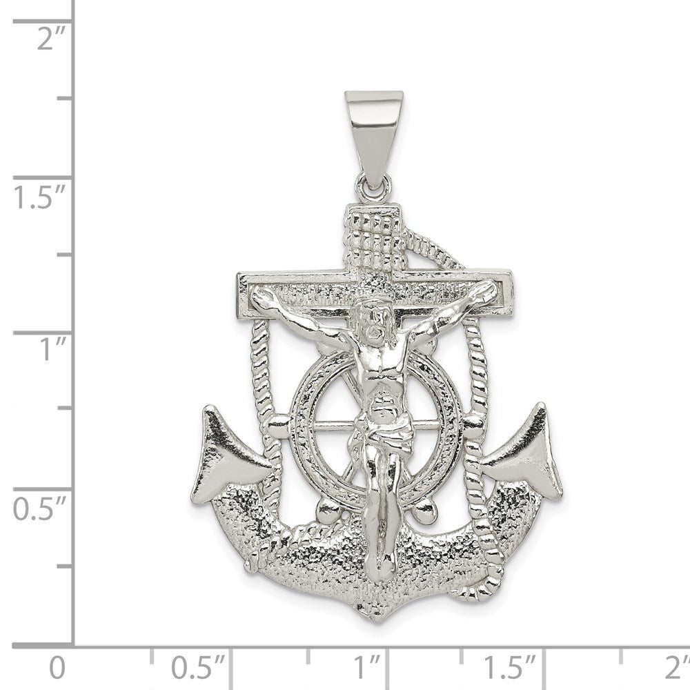 Sterling Silver Polished Mariner Crucifix Pendant
