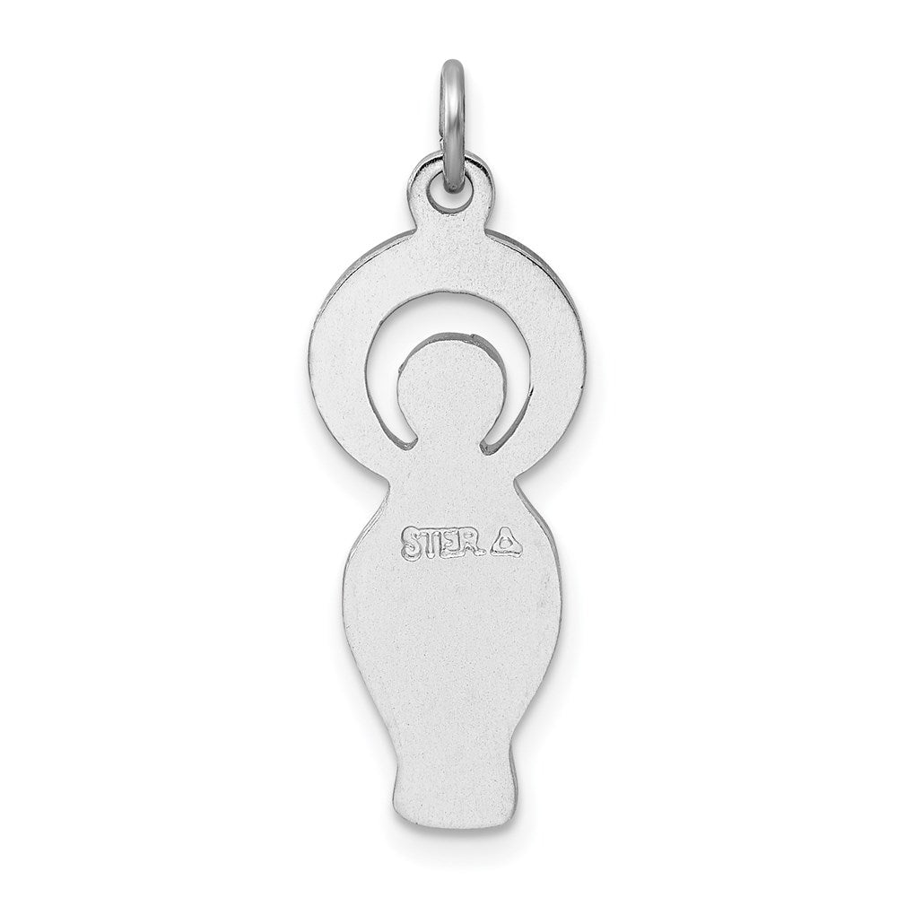 Sterling Silver Rhodium-plated Polished & Satin CZ Miraculous Medal Pendant