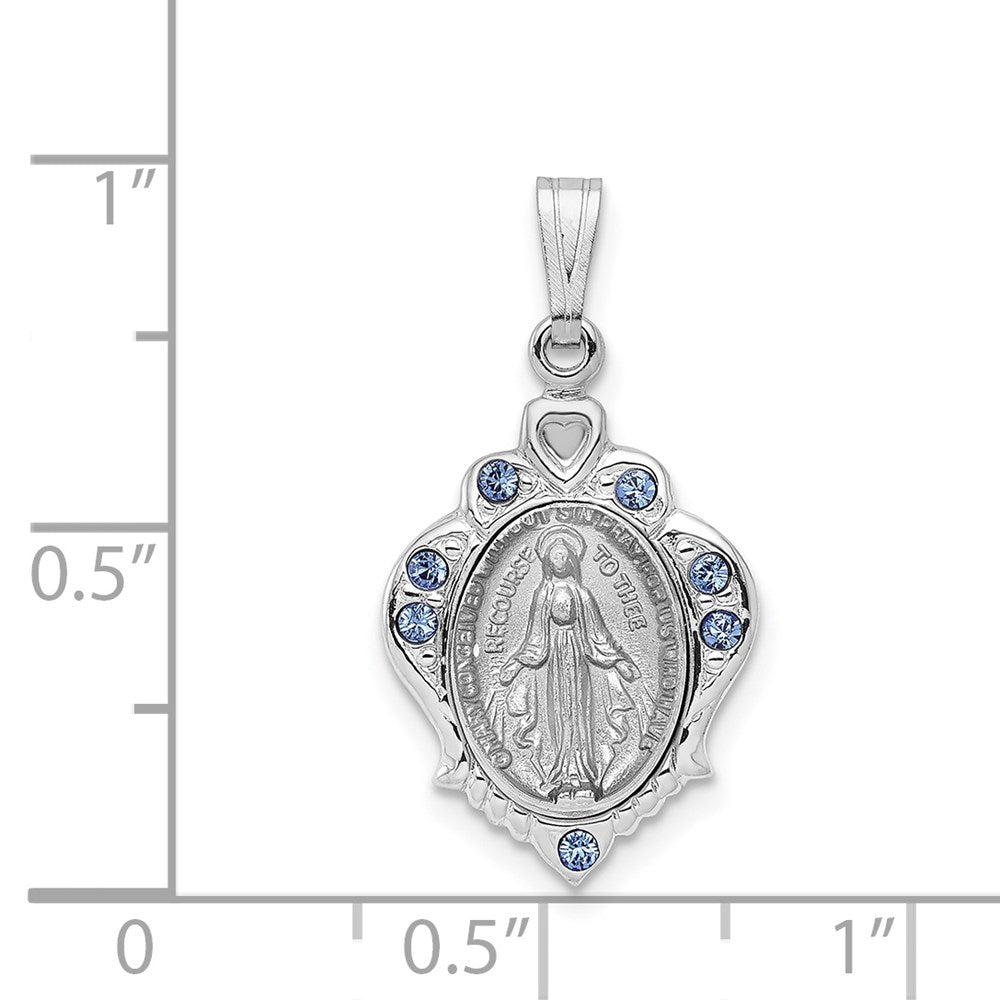 Sterling Silver Rhodium-plated Polished Miraculous Blue CZ Pendant