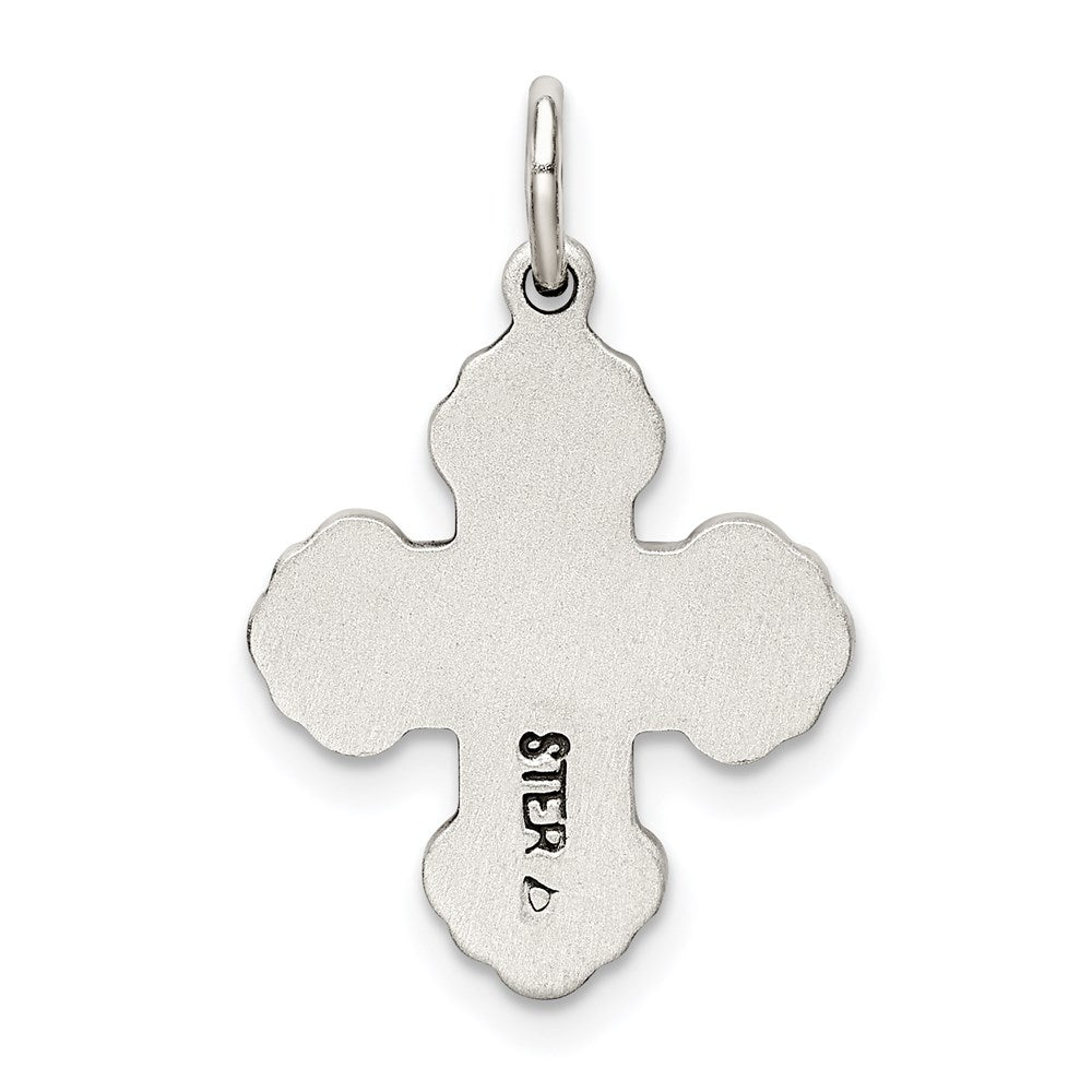 Sterling Silver Antiqued Mini 4-way Medal Cross Pendant
