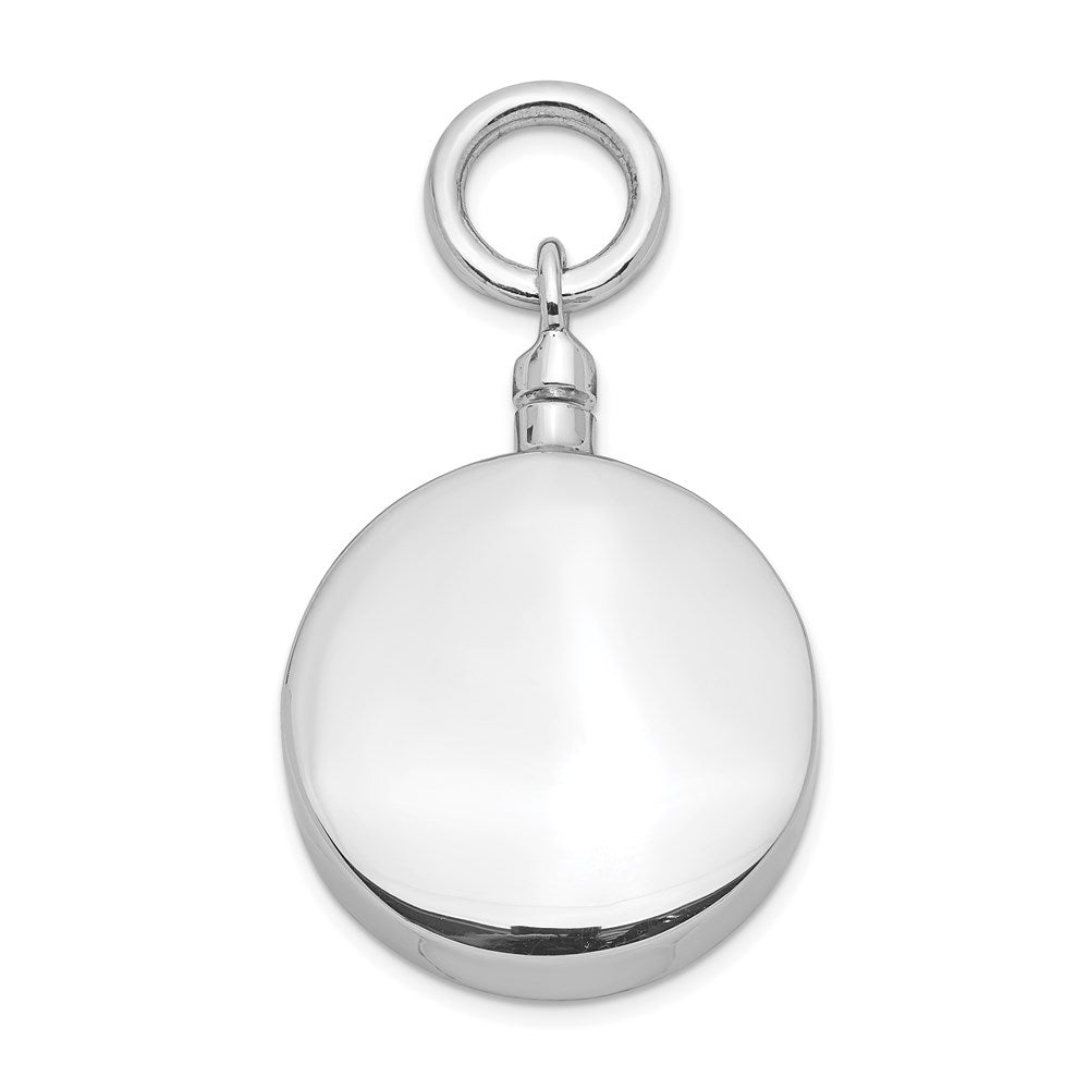 Sterling Silver Rhodium-plated Polished Round Ash Holder Pendant