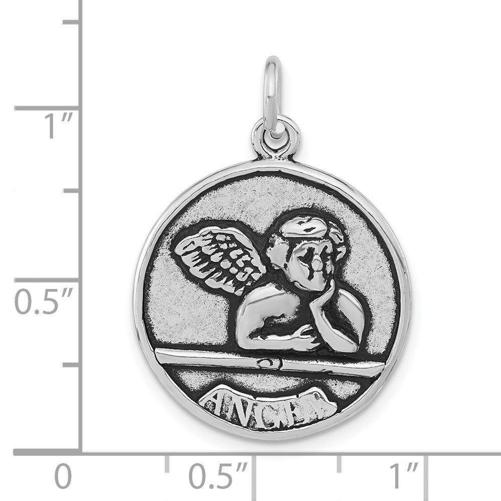 Sterling Silver Polished & Antiqued Raphael Angel Pendant