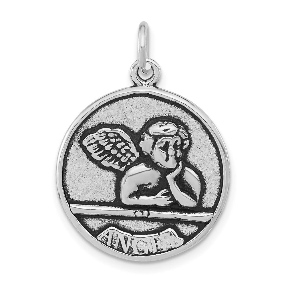 Sterling Silver Polished & Antiqued Raphael Angel Pendant
