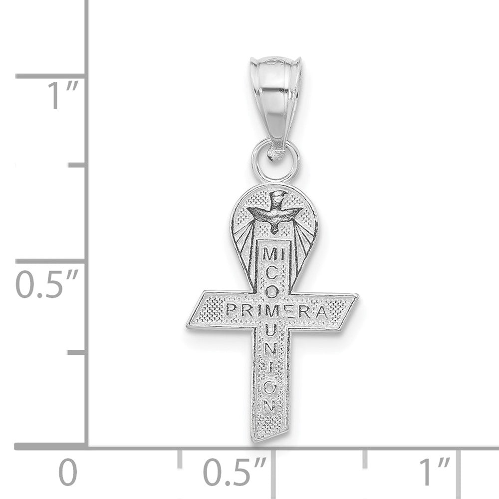 Sterling Silver Polished Mi Comunion Ribbon Pendant