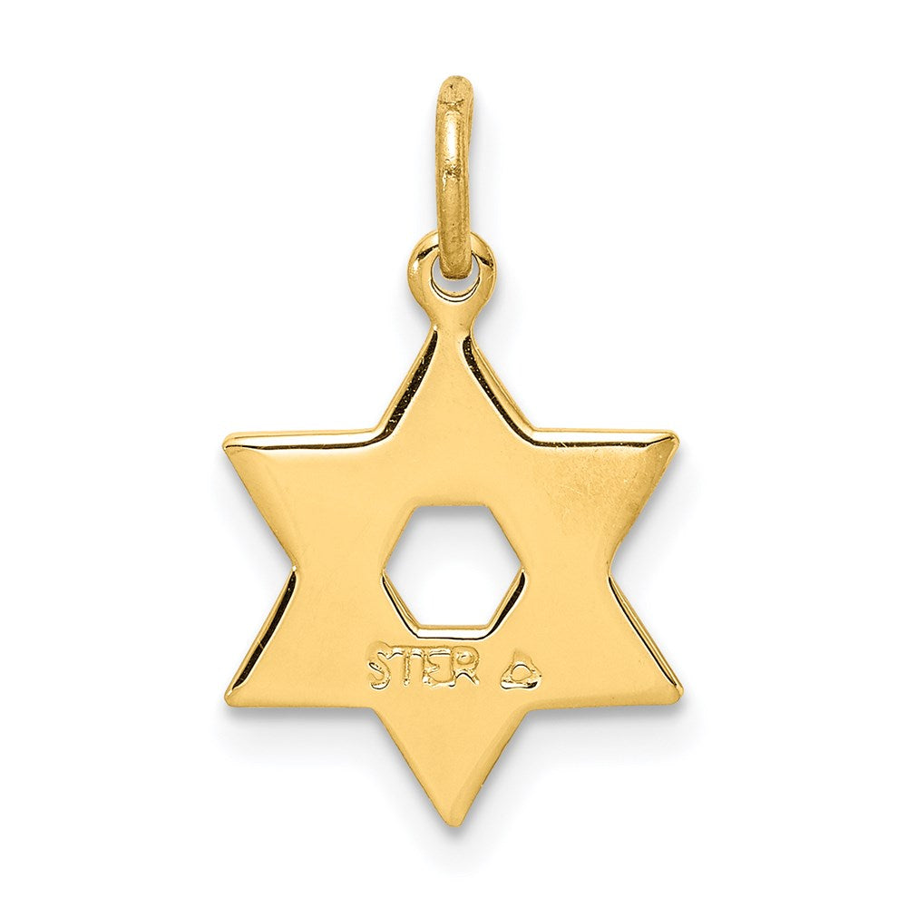 Sterling Silver Gold-tone Engraved Small Jewish Star Pendant