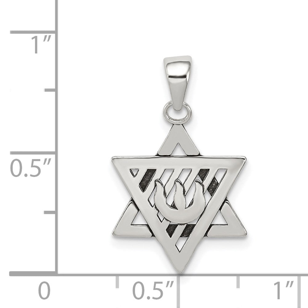 Sterling Silver Antiqued Star of David Pendant