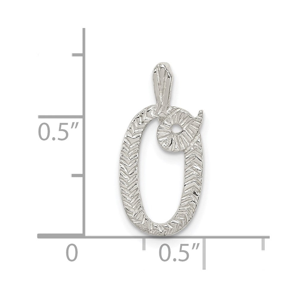 Sterling Silver Polished & Textured Letter O Initial Chain Slide