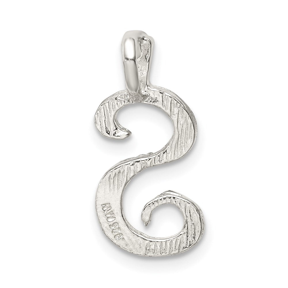 Sterling Silver Polished & Textured Letter S Initial Chain Slide