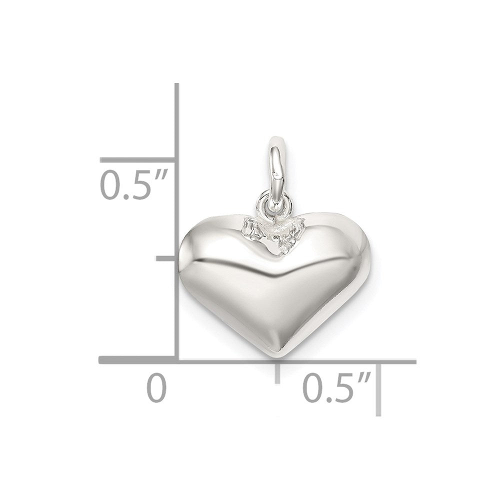 Sterling Silver Polished Puff Heart Charm