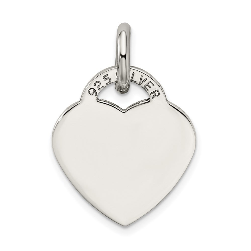 Sterling Silver Antiqued Polished 'I Love u' Engraved Heart Pendant