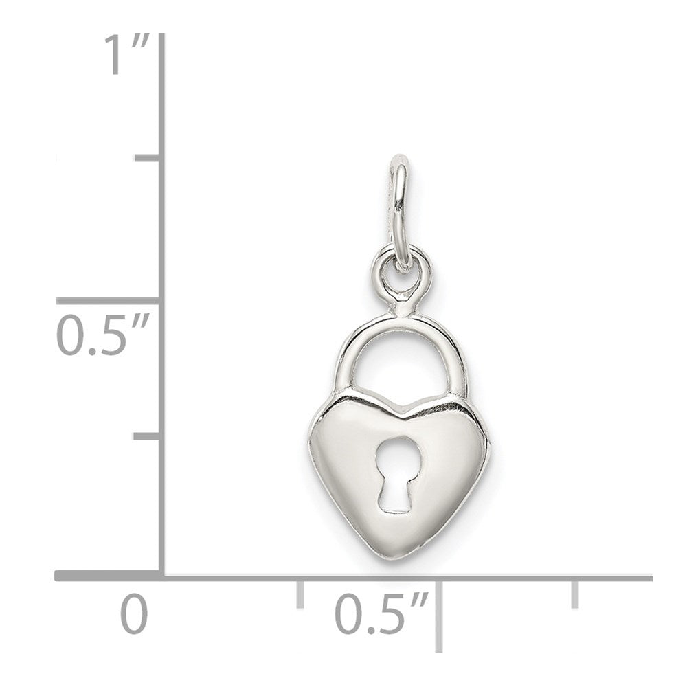 Sterling Silver Polished Heart Lock Charm