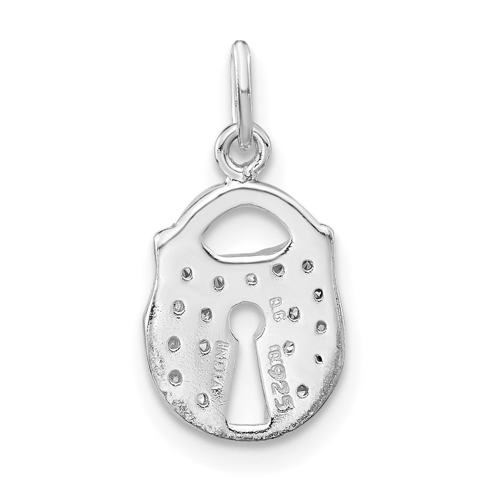 Sterling Silver Polished CZ Key Lock Charm