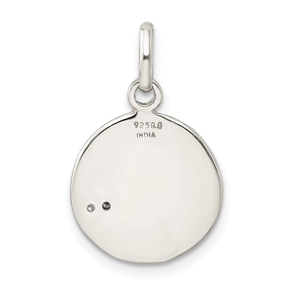 Sterling Silver Polished and Diamond-cut LOVE CZ Charm