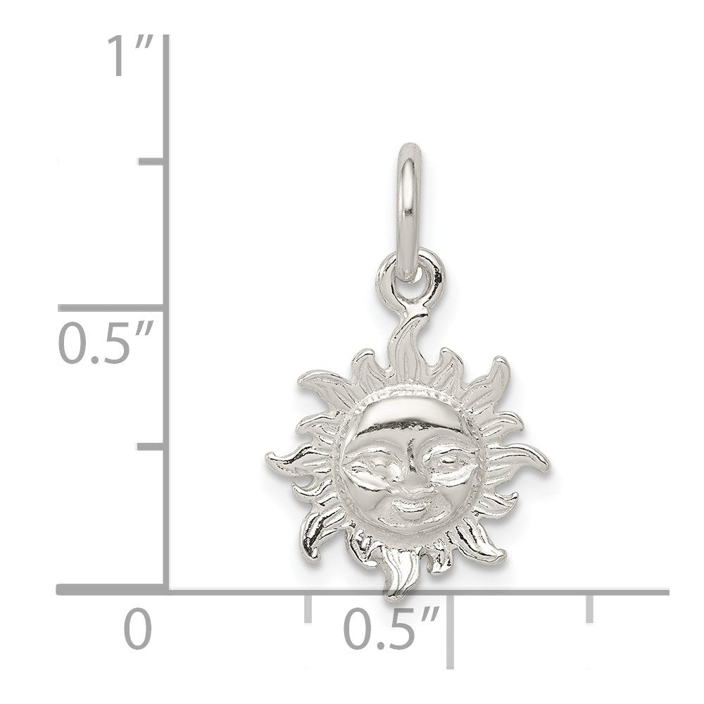 Sterling Silver Polished Face in Sun Pendant