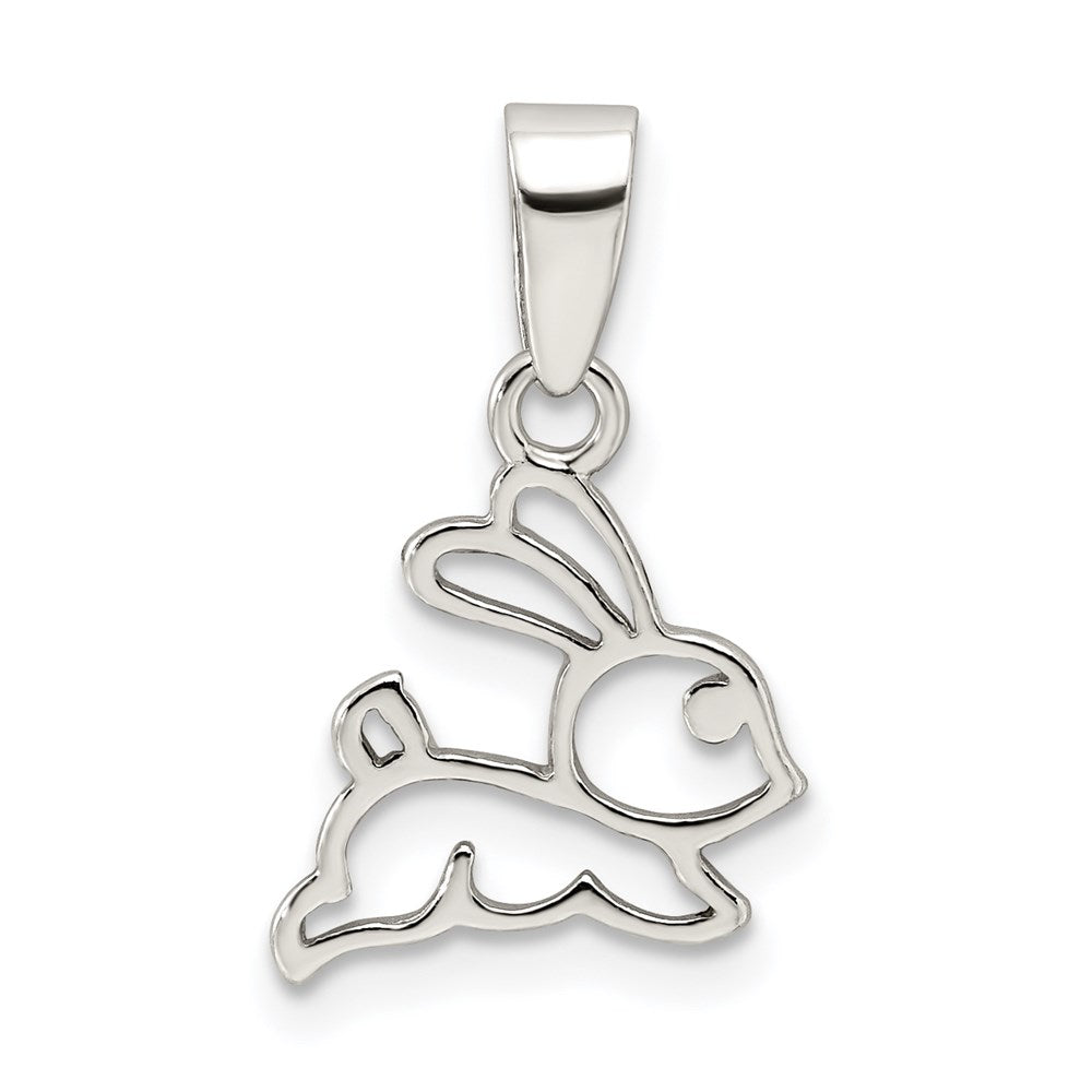 Sterling Silver Rhodium-plated Polished Bunny Pendant