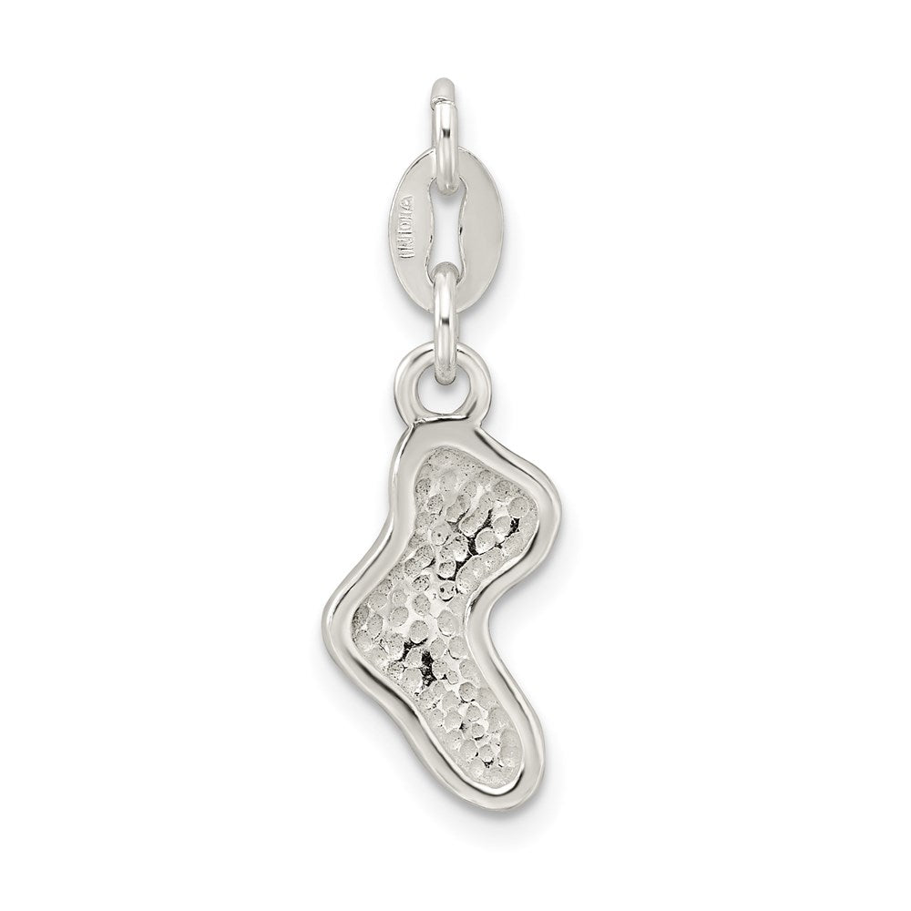 Sterling Silver Polished Enamel Christmas Stocking Charm