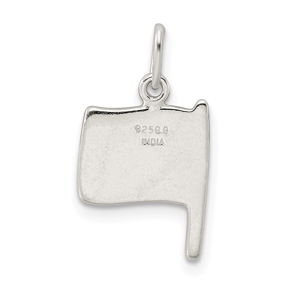 Sterling Silver Polished Enamel American Flag Pendant