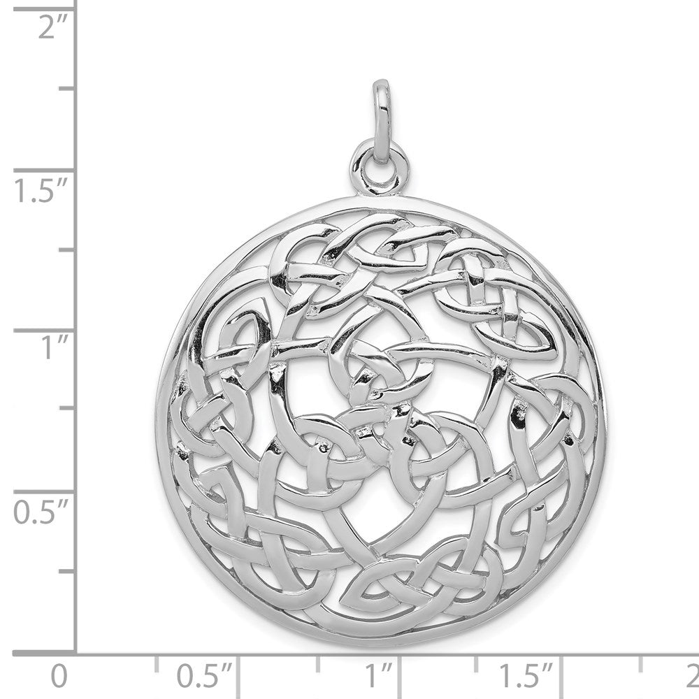 Sterling Silver Rhodium-plated Polished Celtic Pendant