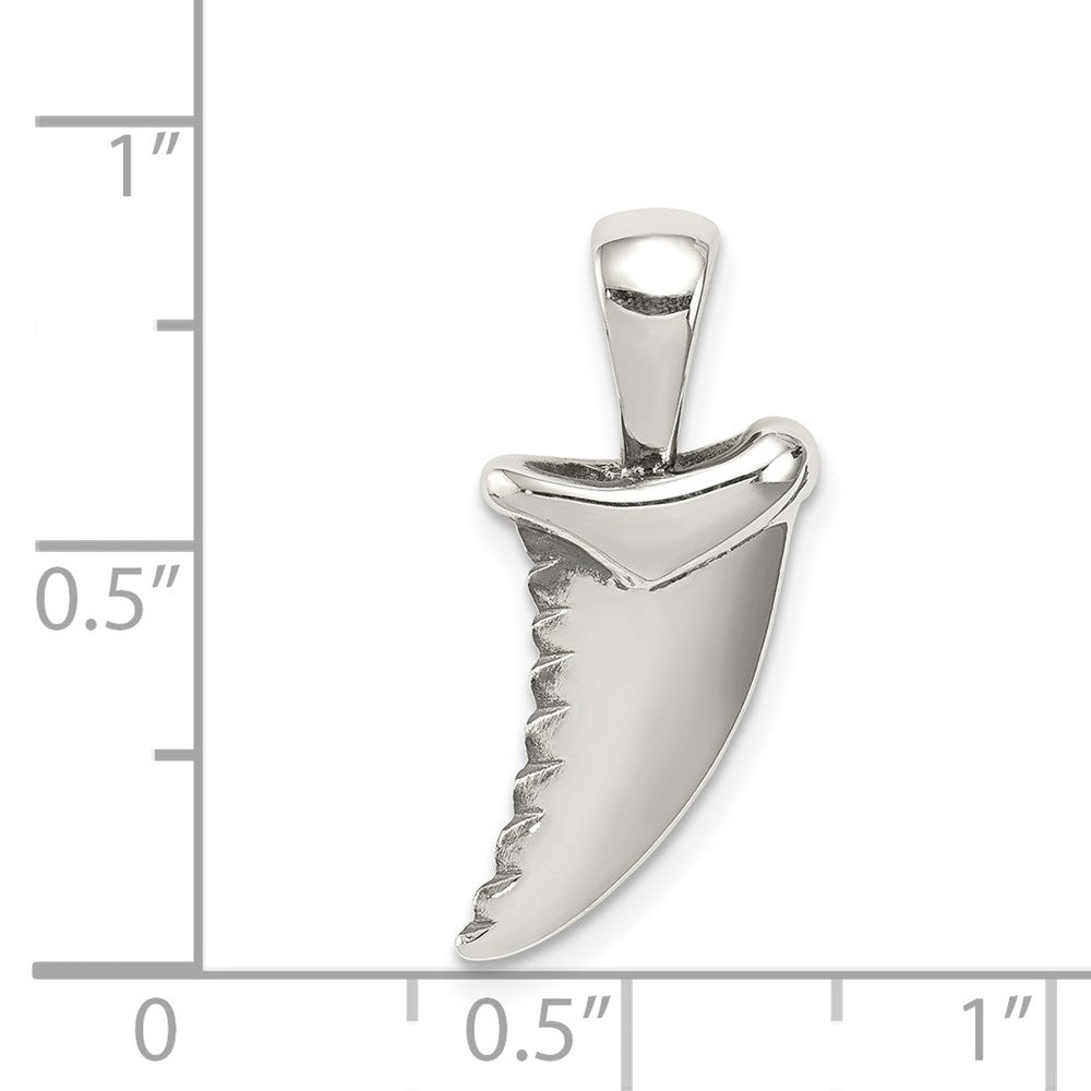 Sterling Silver Antiqued Polished Shark Tooth Pendant