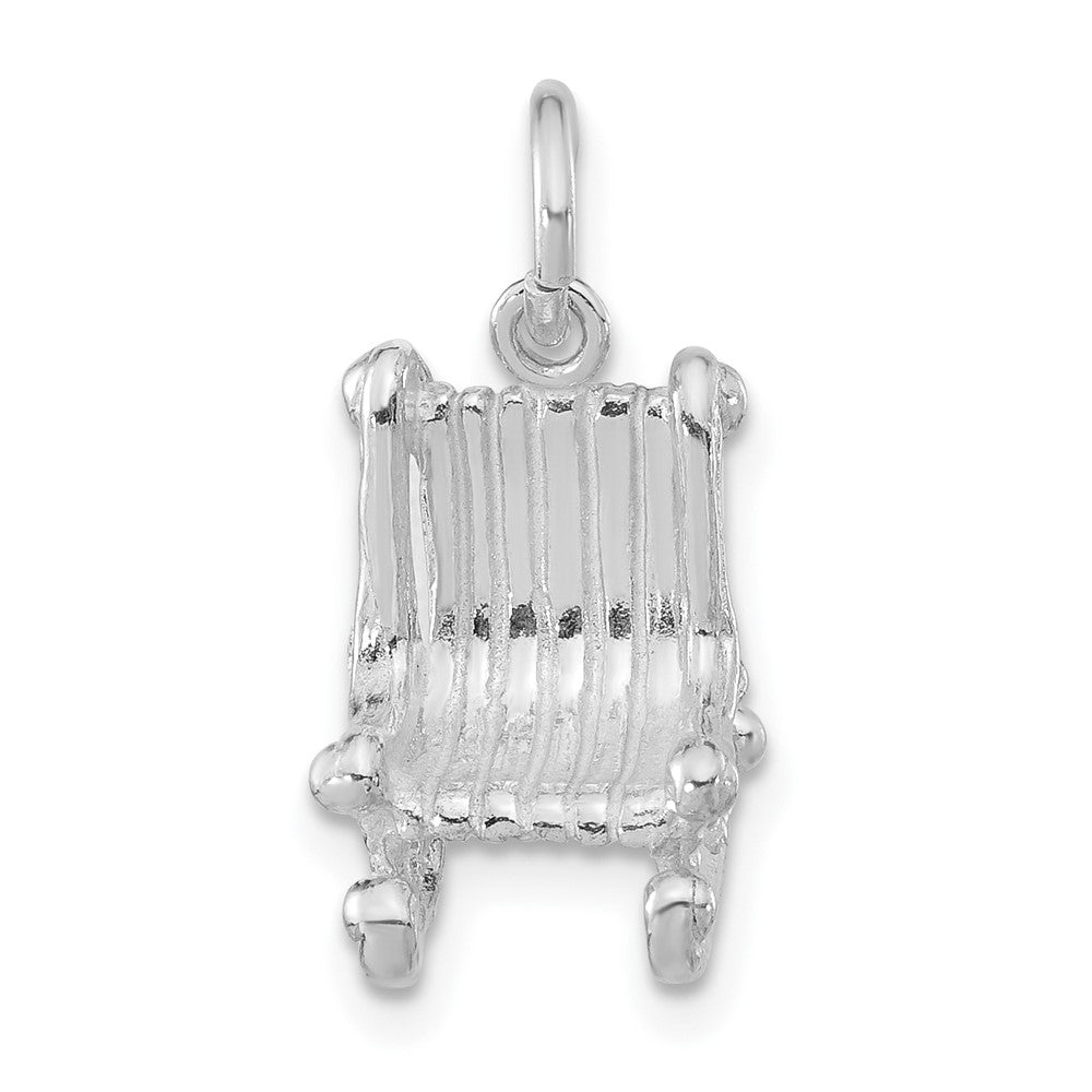 Sterling Silver 3-D Polished Rocking Chair Pendant