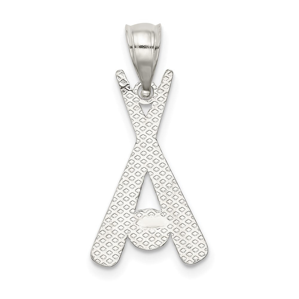 Sterling Silver Polished Bats and Baseball Pendant