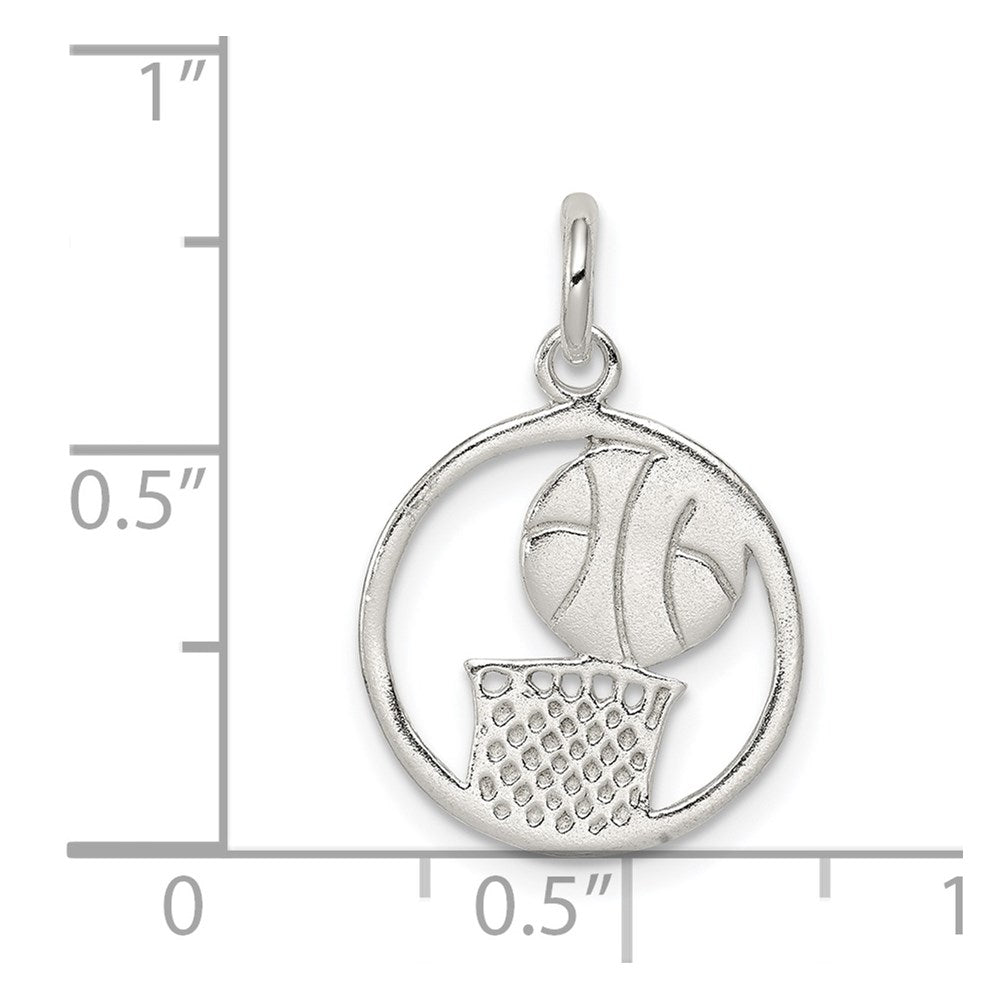 Sterling Silver Polished Basketball Pendant