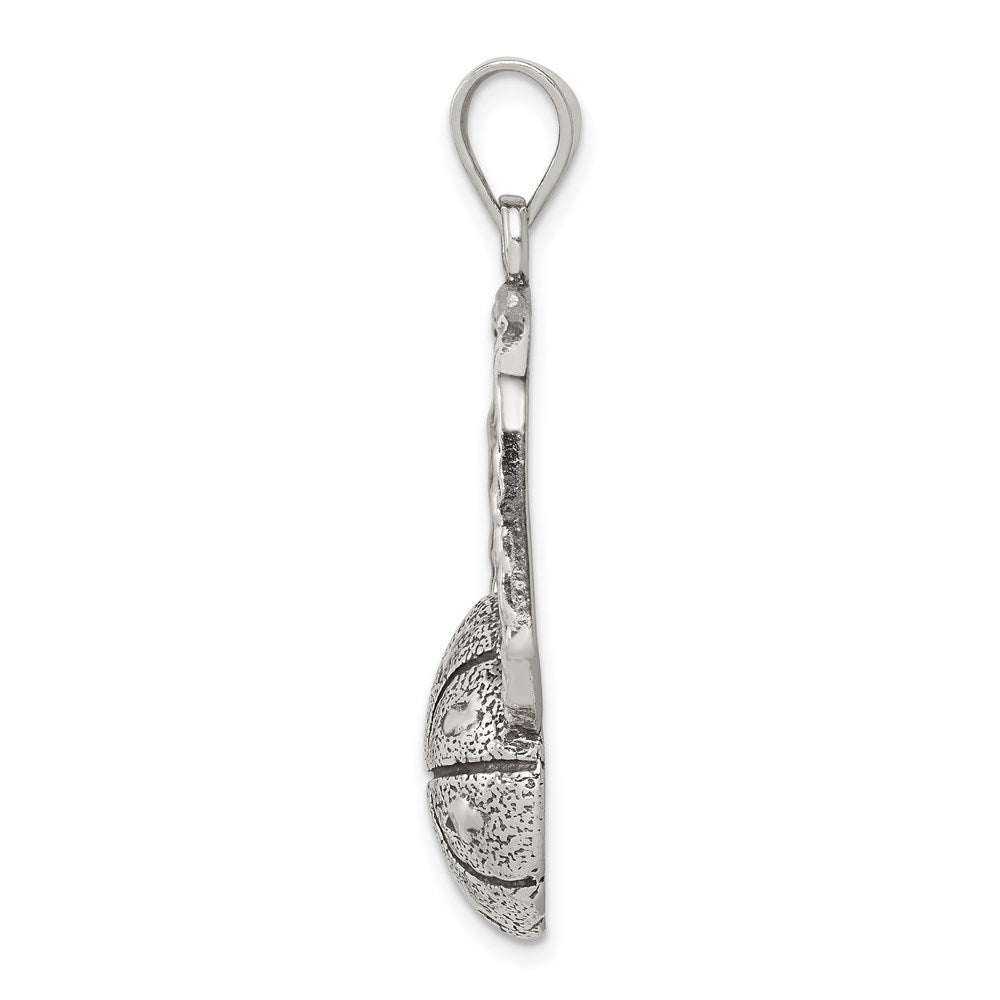 Sterling Silver Antiqued & Textured Basketball with Backboard Pendant