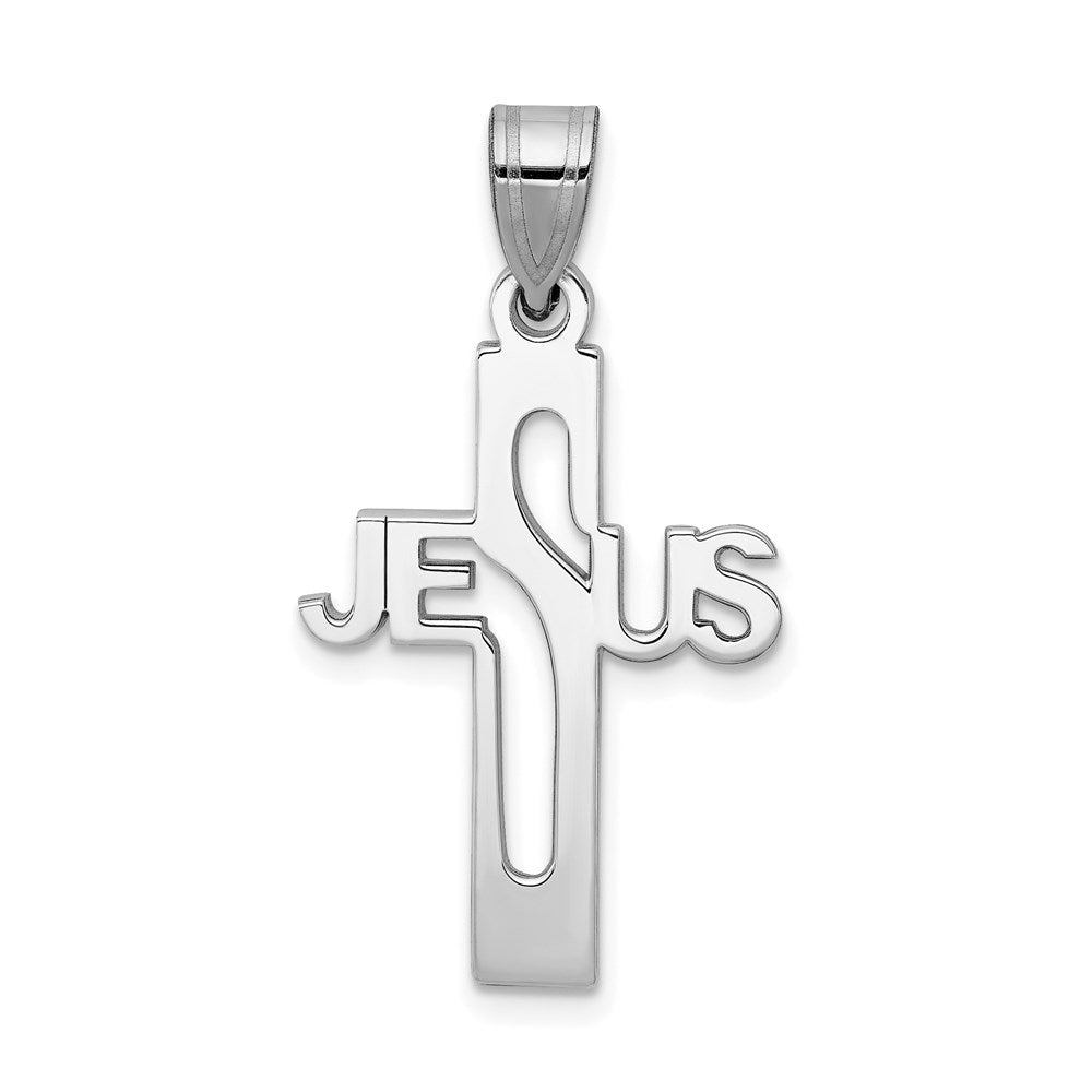 Sterling Silver Rhodium-plated Jesus Cross Extra Small Pendant