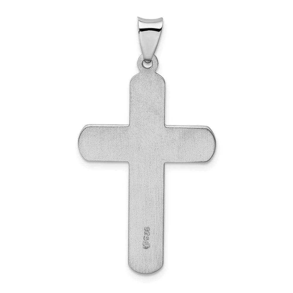 Sterling Silver Rhodium-plated Polished Cross Pendant