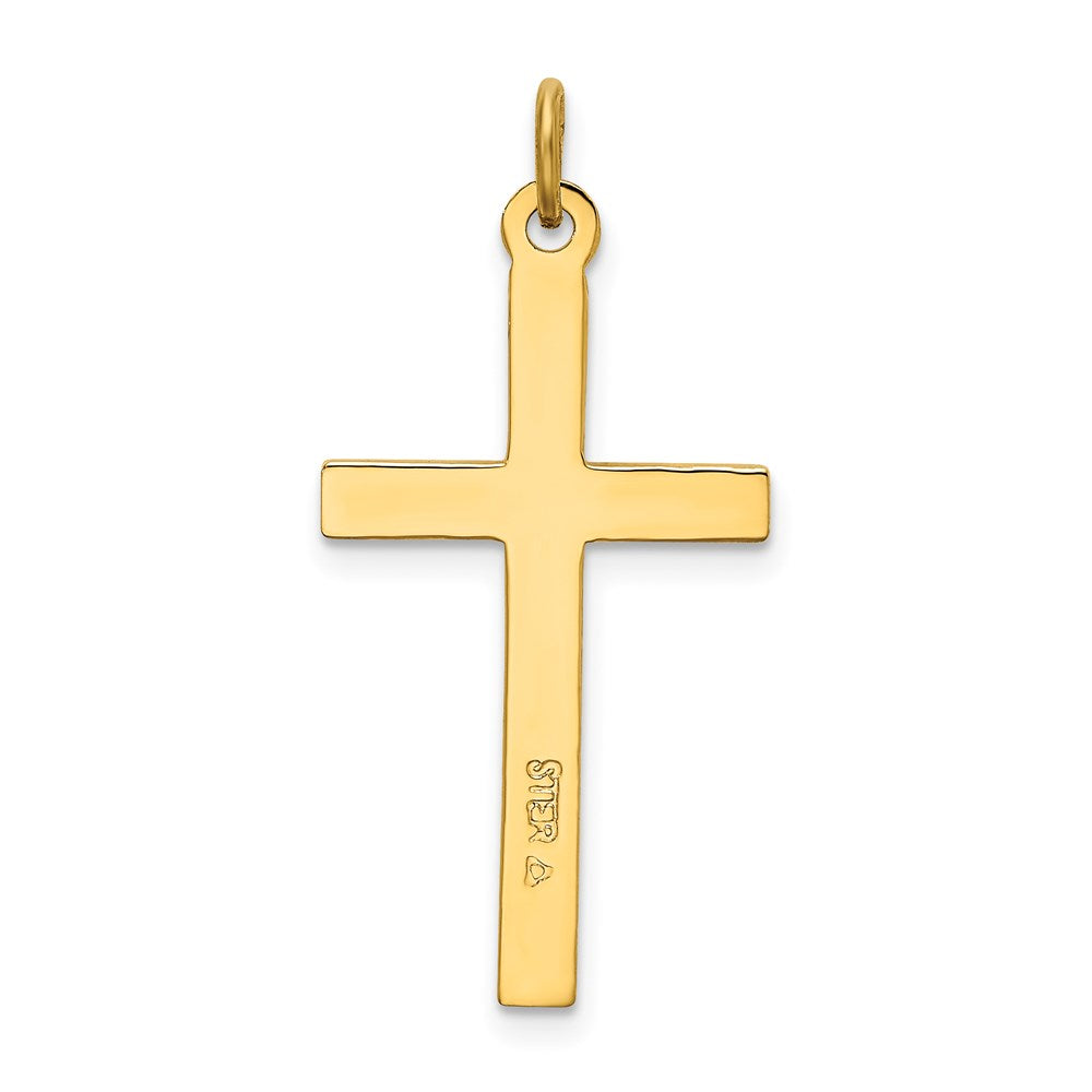 Sterling Silver Gold-plated Polished and Satin Cross Pendant