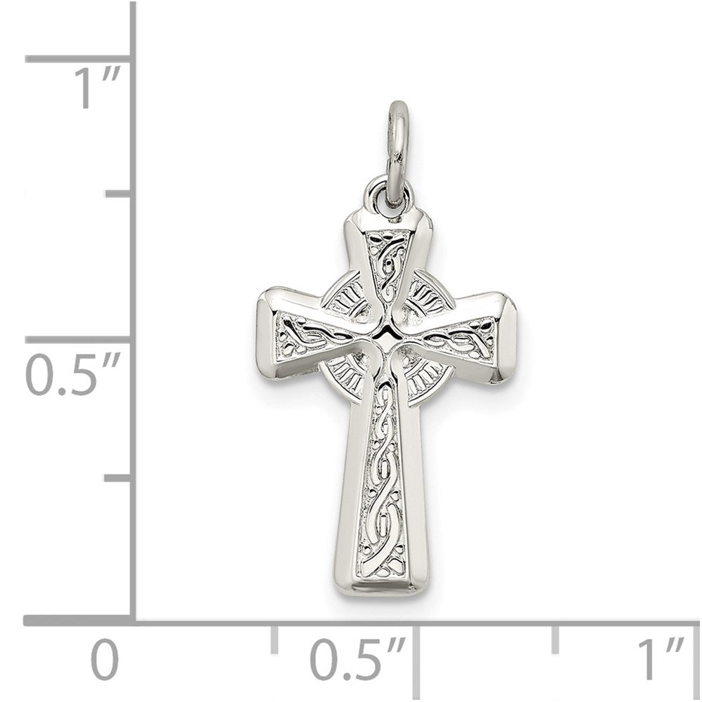 Sterling Silver Polished and Textured Celtic Cross Pendant