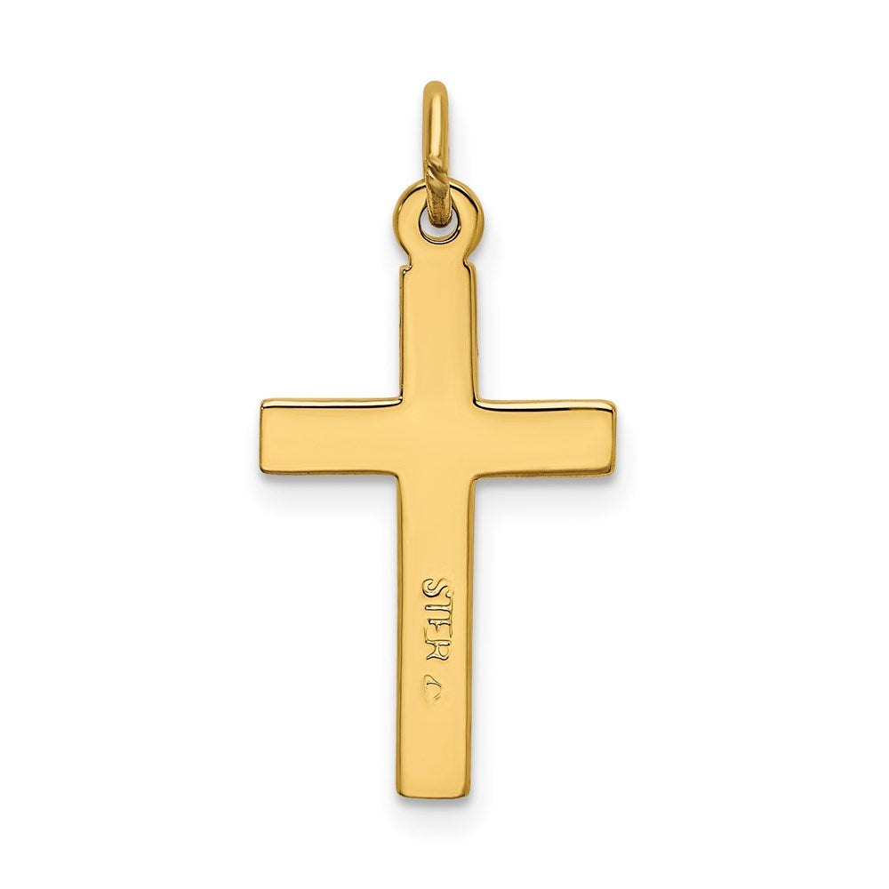 Sterling Silver Gold-plated Polished and Texture Cross Pendant