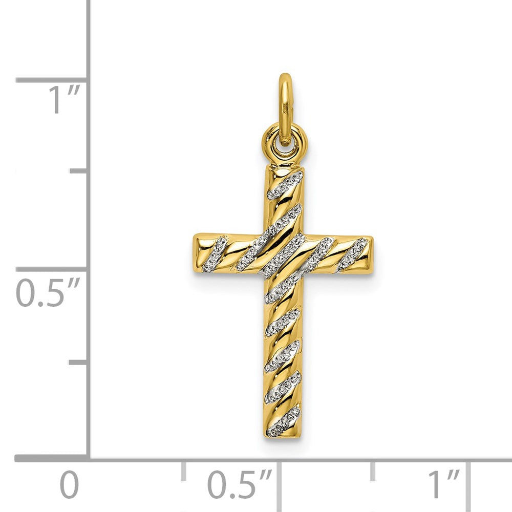 Sterling Silver Gold-plated Polished and Texture Cross Pendant