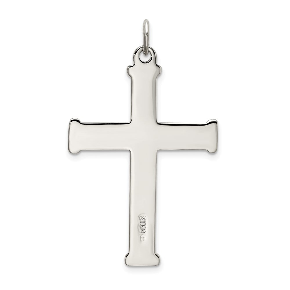 Sterling Silver Polished and Satin Cross Pendant