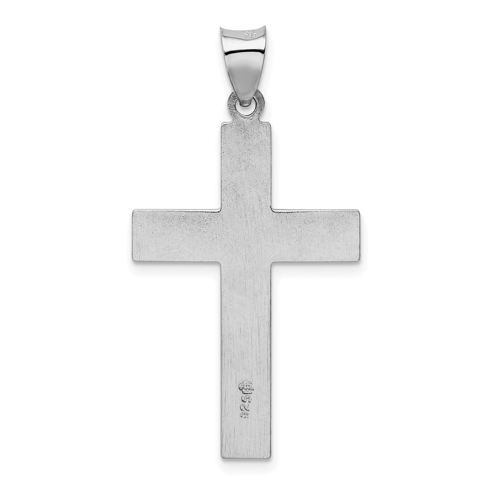 Sterling Silver Rhodium-plated Satin & Polished Latin Cross Pendant
