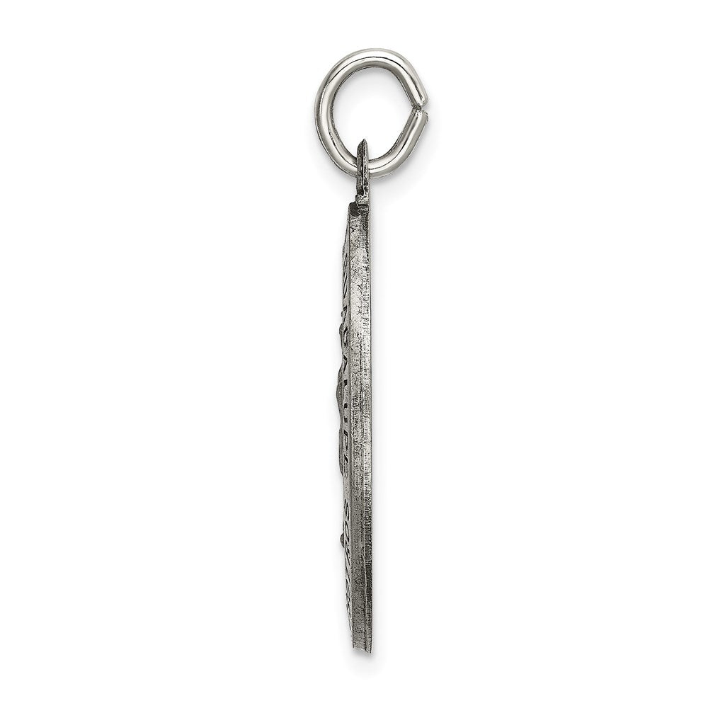 Sterling Silver Satin Antiqued Spanish Lady of Guadalupe Medal Pendant