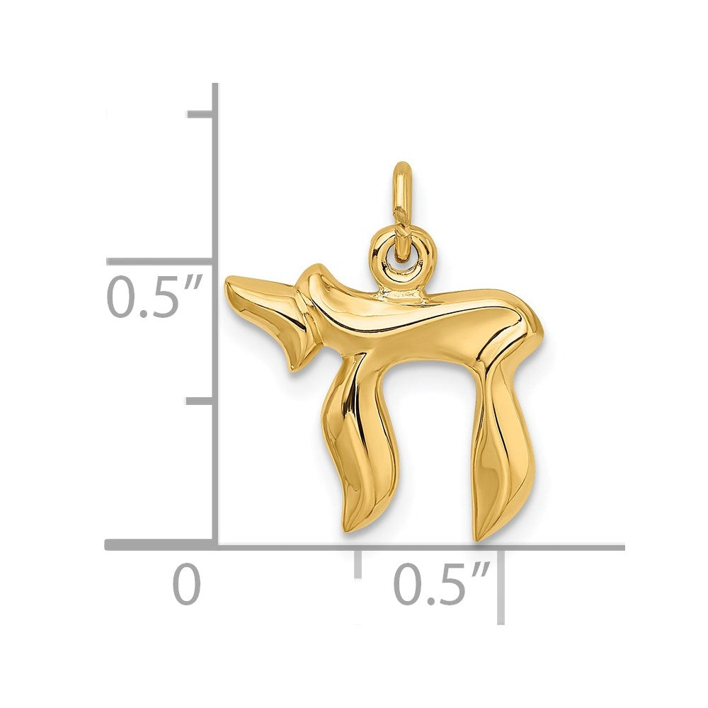 Sterling Silver Gold-plated Polished Small Chai Pendant