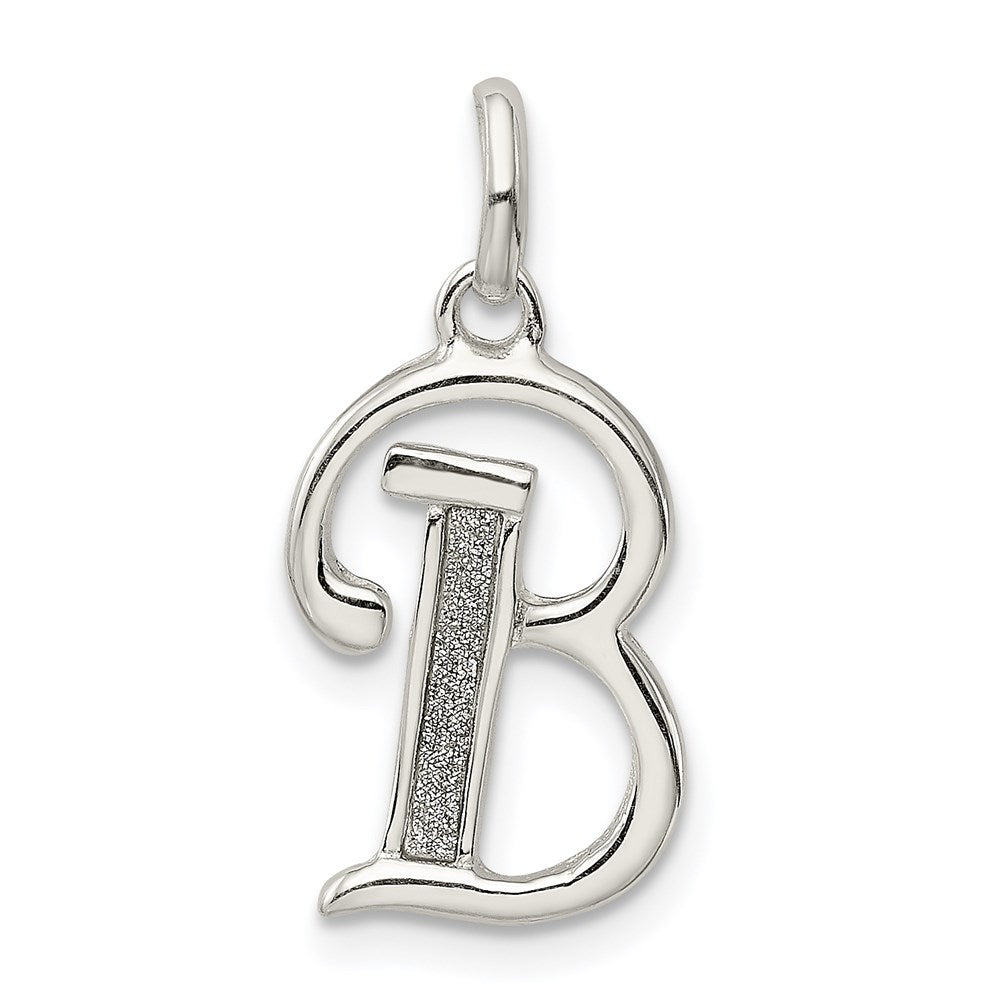 Sterling Silver Polished Glitter Enamel Letter B Initial Charm