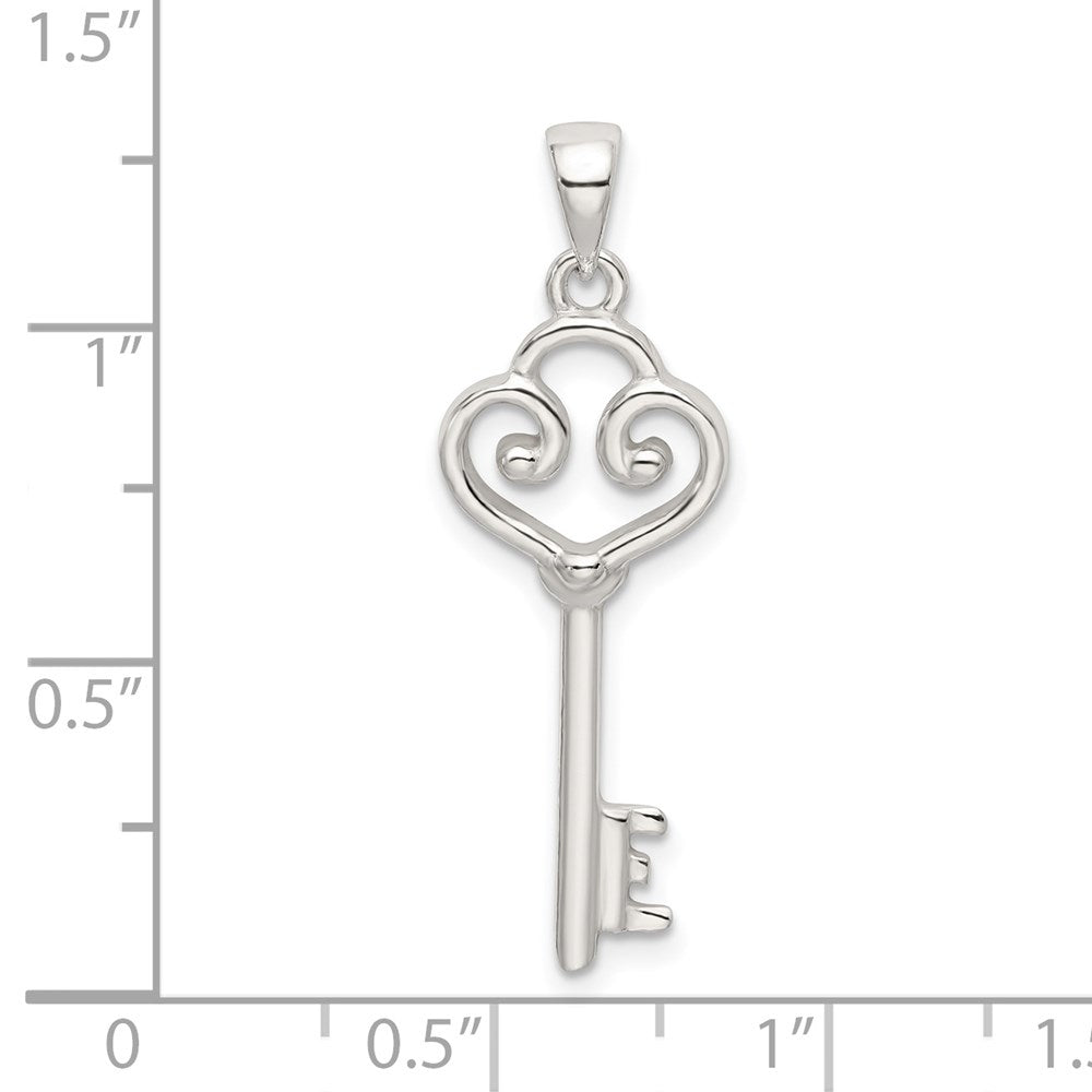 Sterling Silver Polished Heart Key Pendant