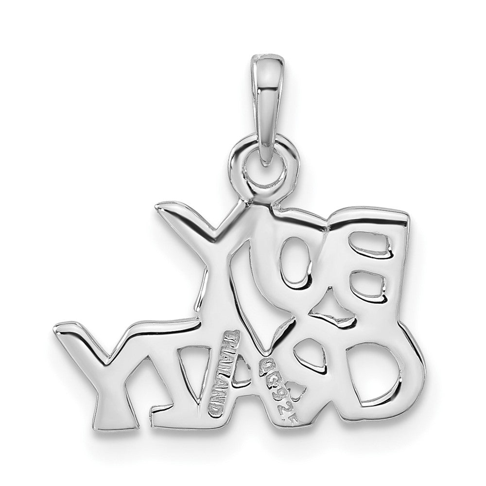 Sterling Silver Rhodium-plated Polished BOY CRAZY Pendant