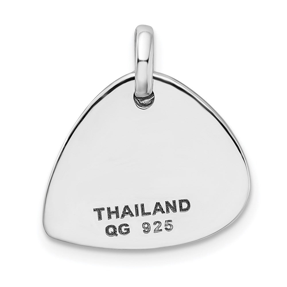 Sterling Silver RH-plated Crystal Antique Guitar Pendant