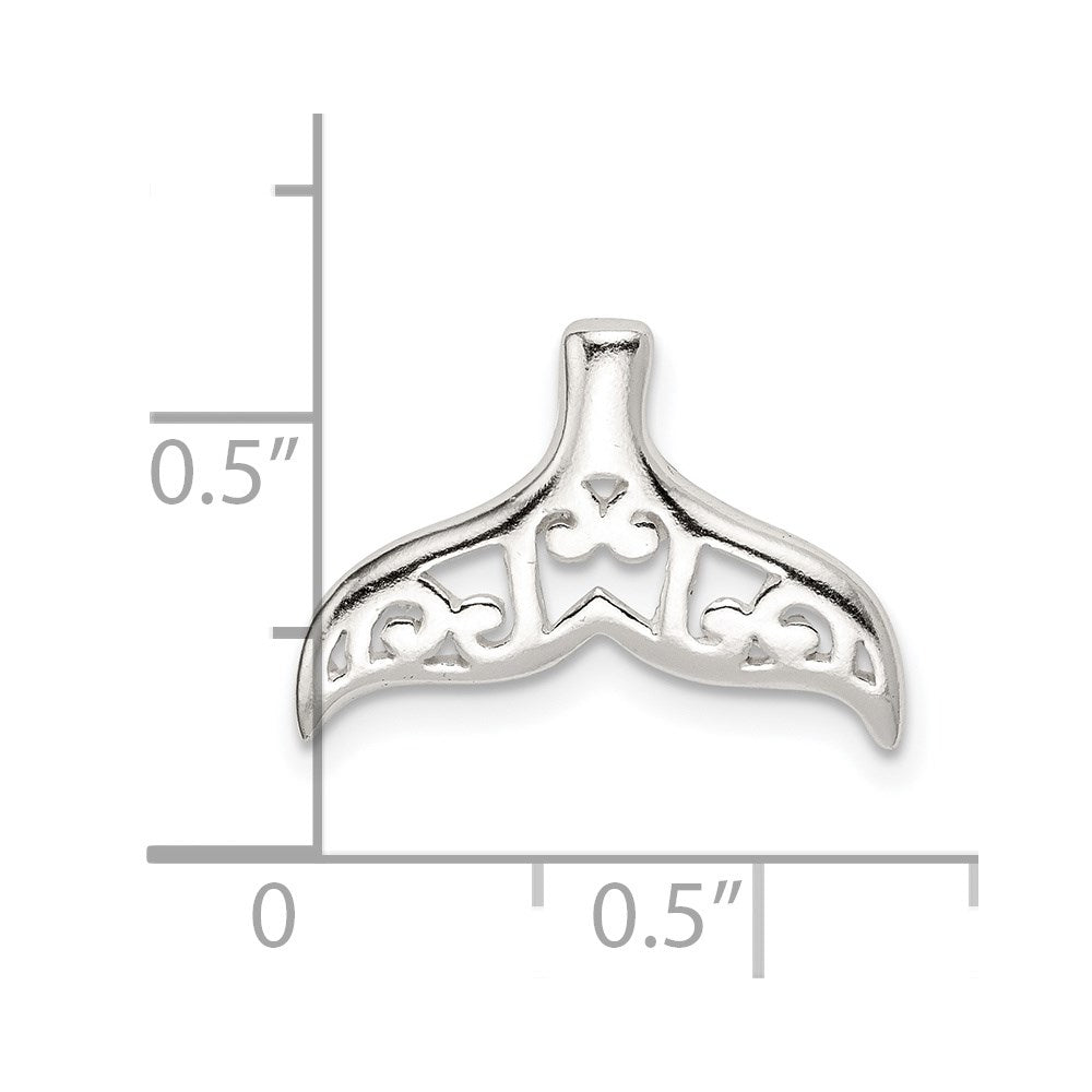 Sterling Silver Polished Filigree Whale Tail Chain Slide