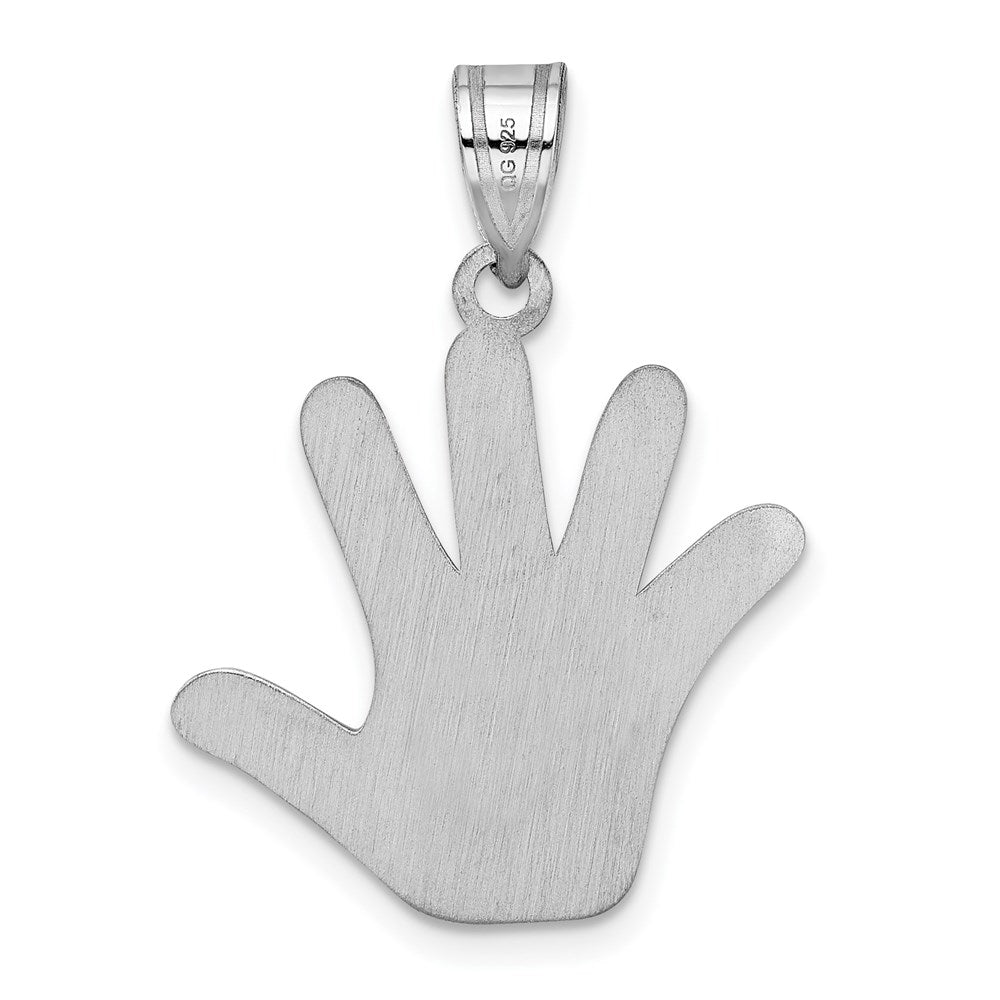Sterling Silver Rhod-plate Enamel Autism w/Heart Handprint Pendant