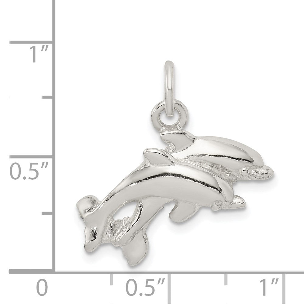 Sterling Silver Dolphins Charm