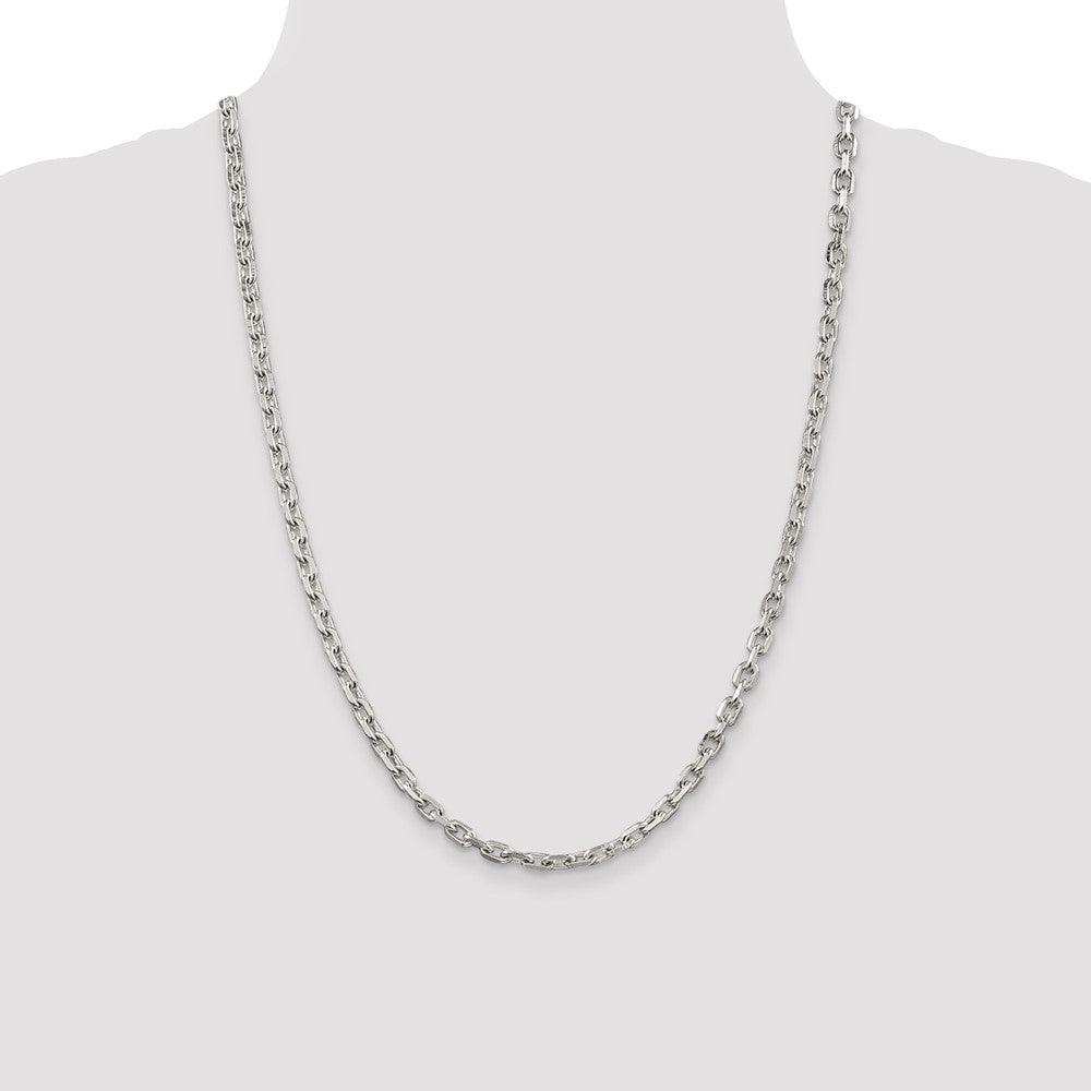 Sterling Silver 4.9mm Beveled Oval Cable Chain