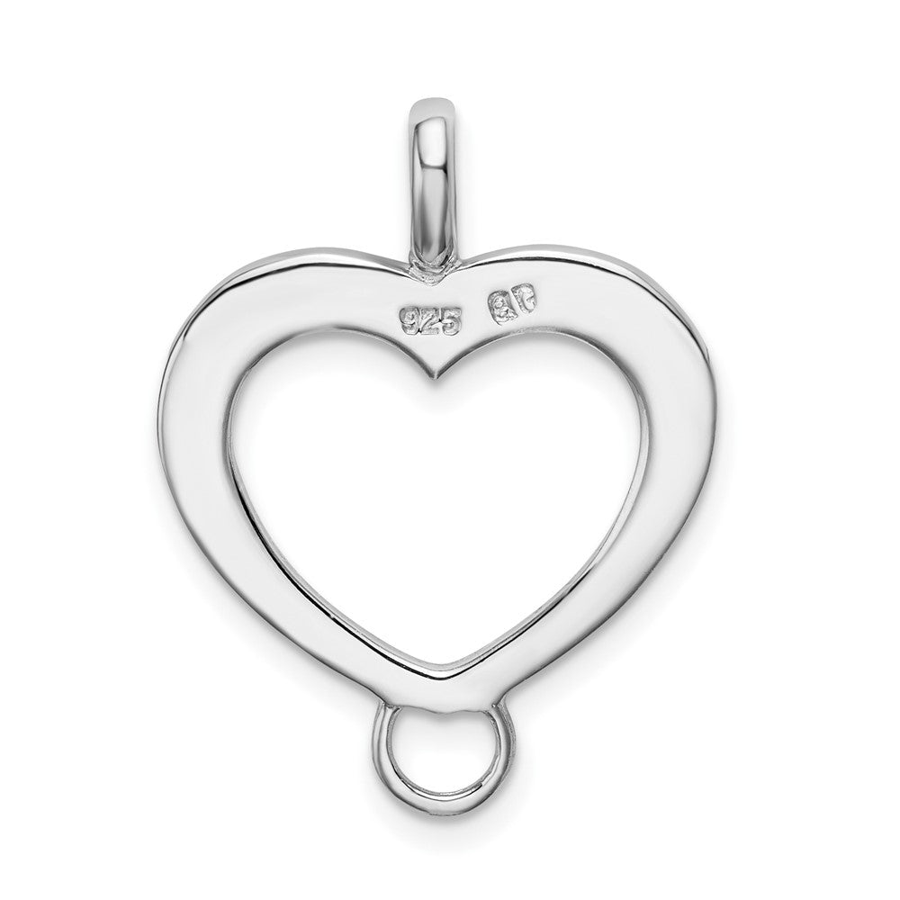 Amore La Vita Sterling Silver Rhodium-plated Polished Open Heart Charm Carrier Pendant