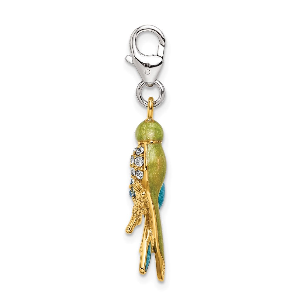 Amore La Vita Sterling Silver Rhodium-plated and Gold-plated Polished 3-D Glitter Enameled Crystal From Swarovski Love Bir...